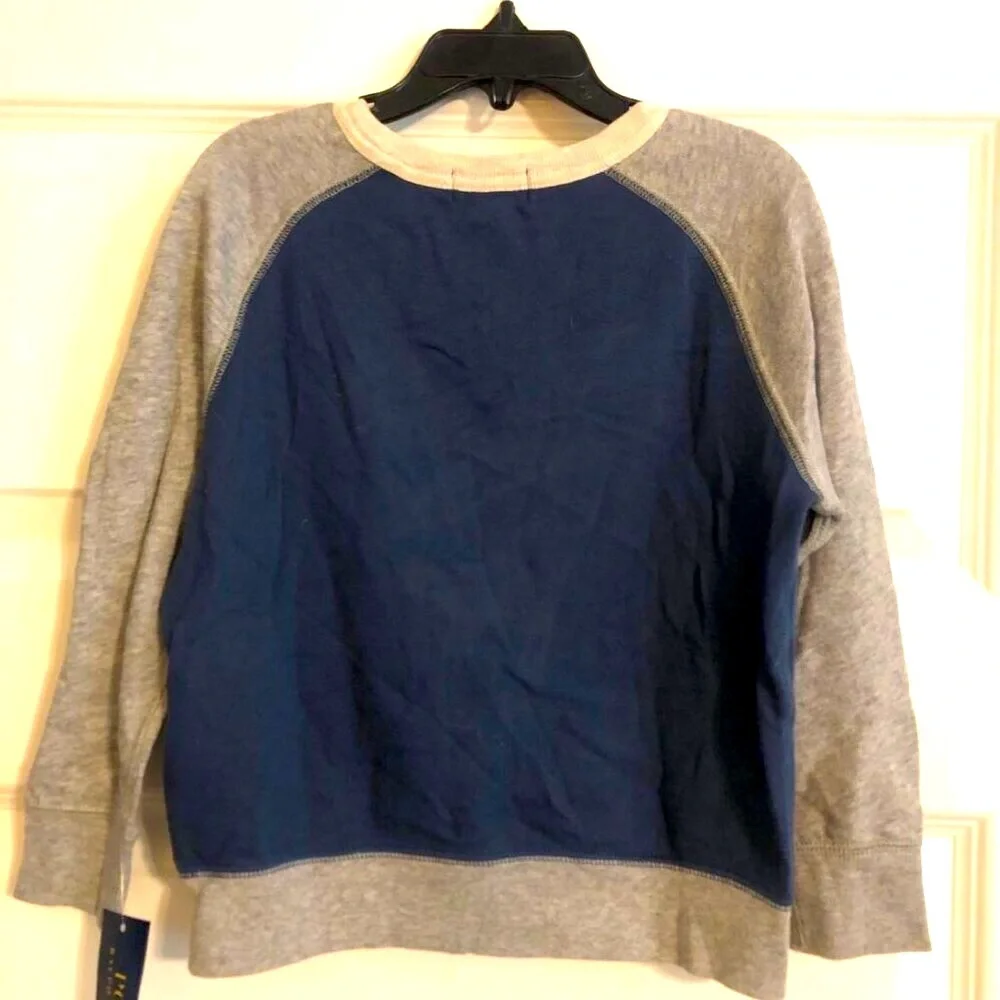NWT POLO RALPH LAUREN Kids Cruise Sweatshirt Polo Logo Navy Colorblock 4